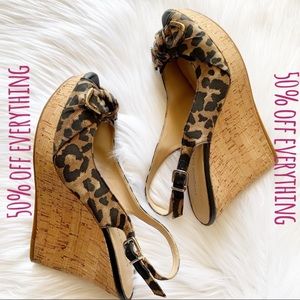 Antonio Melani Leopard Print Wedges with Bow